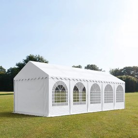 TOOLPORT 4x10 m tenda capannone, altezza 2,6m, PVC 800, telaio perimetrale, bianco, senza statica - (7671bl)