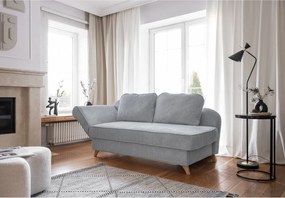 Chaise longue grigio chiaro (con penisola a sinistra) con rivestimento in velluto a coste Chic Charlotte – Miuform