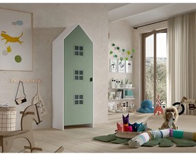 Armadio per bambini verde e bianco in legno di pino 37x172 cm Casami Bruges - Vipack