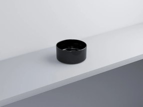 Cielo Shui Lavabo lavamani 25 cm Minimo tondo da appoggio senza troppopieno in ceramica nero lucido