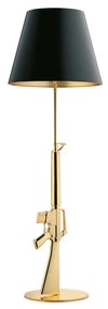 Flos Guns Lounge Gun Lampada da pavimento 170 cm a luce diretta nero opaco e Alluminio con finitura Oro 18k lucido