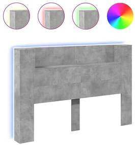 Testiera con contenitore a led grigio cemento 160x16,5x103,5 cm