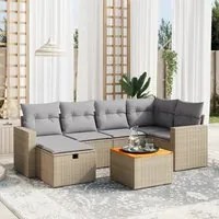 Set Divano da Giardino 7 pz con Cuscini Beige Misto Polyrattan 3264839