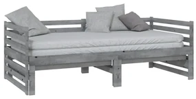 Dormeuse estraibile grigia in massello di pino 2x(90x200) cm