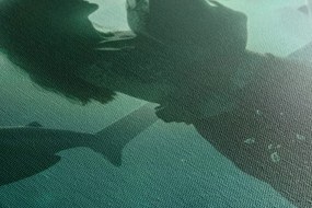 Stampa su tela – Abbraccio tra donne tra squali