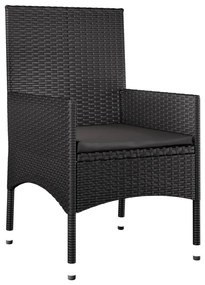 Set Divani da Giardino 4 pz con Cuscini Nero in Polyrattan