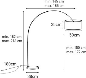 Lampada ad arco in acciaio con paralume verde muschio 50/50/25 - XXL