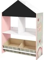 Scaffale Portagiochi per Bambini 62,4x26,5x90 cm con Ripiani e Cassetti Rimovibili Rosa