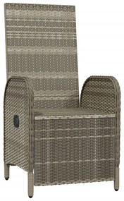 Sedie reclinabili da esterno con cuscini 2 pz polyrattan grigie