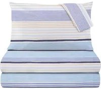 Completo letto matrimoniale righe blu azzurre