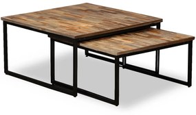 Set Tavolini A Incastro 2 Pz İn Teak Massello Di Recupero /