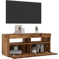 Mobile Porta TV con LED Legno Antico 90x35x40 cm Multistrato 856307