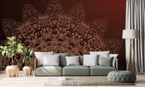 Carta da parati – Elementi moderni di Mandala in tonalità marroni