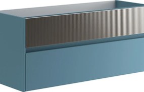Mobile da bagno sospeso sotto lavabo Niwa 2 cassetti L 119.5 x H 50 x P 45.5 cm blu pacifico e grigio cannettato