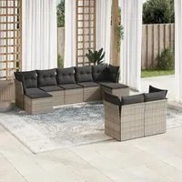 Set Divano da Giardino 9 pz con Cuscini Grigio in Polyrattancod mxl 88644