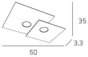Plafoniera Moderna Rettangolare Plate Metallo Grigio 2 Luci Gx53