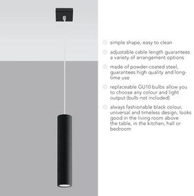 Lampadario nero in metallo Castro – Sollux