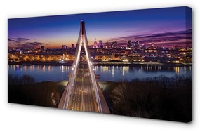 Quadro su tela Panorama di Warsaw Bridge River 100x50 cm