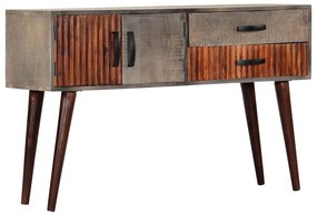 Tavolo Consolle Grigio 120x35x75 Cm İn Massello Di Mango Grezzo /
