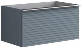 Mobile da bagno sospeso sotto lavabo L 80 x H 40 x P 45.5 cm blu laccato opaco, 2 cassetti Pixel stripes