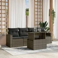 Set Divano da Giardino 5 pz con Cuscini Grigio in Polyrattan 3267100