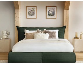 Letto matrimoniale in verde scuro imbottito con spazio contenitivo con griglia inclusa 160x200 cm Jade – Bobochic Paris