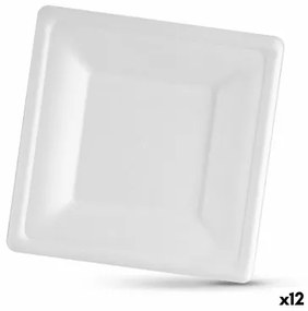 Set di piatti Algon Monouso Bianco Canna da Zucchero Quadrato 16 cm (12 Unità)