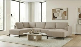 Divano angolare marrone chiaro (con penisola a sinistra/a U) con rivestimento in ciniglia Fabian – Scandic