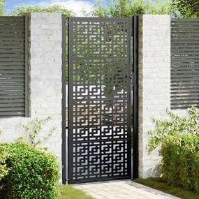 Cancello Giardino Nero 105x205 Cm İn Acciaio Design A Croce /