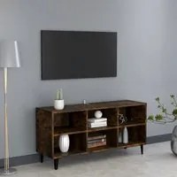 Mobile TV con Gambe in Metallo Rovere Fumo 103,5x30x50 cm 813155