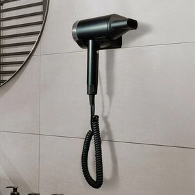 Asciugacapelli Nero con motore brushless con base murale e tasto a rilascio
