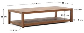 Kave Home - Tavolino da salotto Sashi in legno massiccio di teak 150 x 70 cm