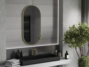 Mexen Loft specchio da bagno ovale 100 x 50 cm, cornice oro spazzolato - 9851-100-050-000-50