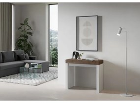Consolle allungabile 90x40/300 cm Roxell Mix piano Noce - struttura Bianco Frassino