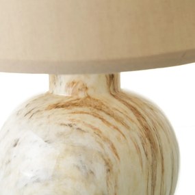 Lampada da tavolo in ceramica beige con paralume in tessuto (altezza 26,5 cm) - Casa Selección