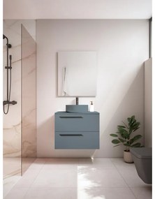 Mobile da bagno sospeso sotto lavabo L 70 x H 55 x P 39.5 cm blu laccato opaco, 2 cassetti VISOBATH Mia