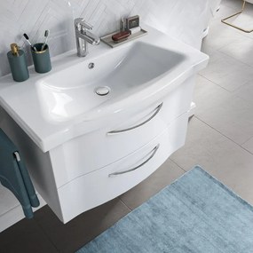 Mobile da bagno sospeso sotto lavabo L 90 x H 49 x P 48.1 cm bianco lucido, 2 cassetti PELIPAL Solitaire
