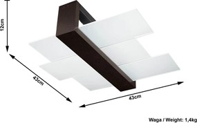 Plafoniera da Soffitto Legno Wenge e Vetro 2xE27 FENIKS 2 da Interno