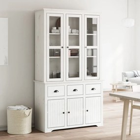 Credenza Bodo 115,5x43x200,5 Cm Legno Massello Di Pino Bianco /
