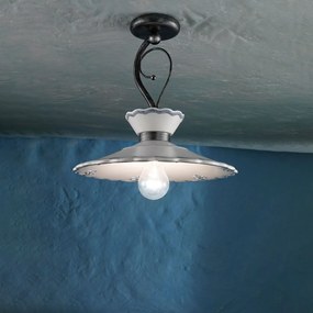 Plafoniera Classica Ravenna Metallo E Ceramica Nero Sfumato Arg. 31Cm 1 Luce E27