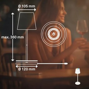 Briloner 7517016 - Lampada da tavolo LED RGB dimmerabile CILANO 3W/5V IP44 2000 mAh bianca