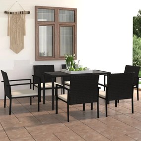 Set da pranzo da giardino 7 pz in polyrattan nero