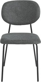 Sedia da pranzo in tessuto Grigio Scuro gambe metallo Nero - ELLIS 2 sedie