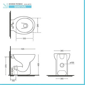 Coppia sanitari filomuro scarico universale e copriwc soft-close linea Cipro