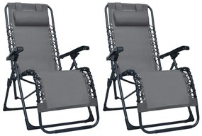 Sdraio Pieghevoli 2 Pz Grigio İn Textilene /