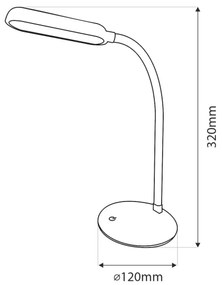 Lampada da tavolo LED dimmerabile touch flessibile 6W 5V USB 1200mAh bianca