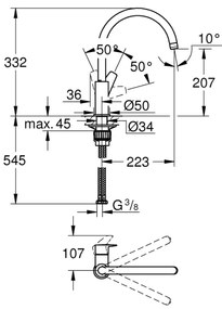 GROHE 31367001 - Miscelatore per lavello BAUEDGE 332 mm cromo lucido