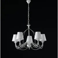 Lampadario Provenzale Fiammingo 5 Luci Ferro e Paralumi Bianco Serie Rustico