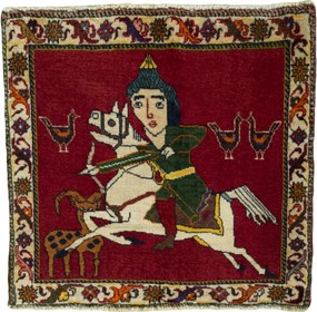 Gabbeh Tappeto 60x60 Rosso (Iran) Annodato A Mano