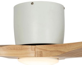 Ventilatore da soffitto bianco con legno 131,5 cm con LED dimmerabile con telecomando - Jerri